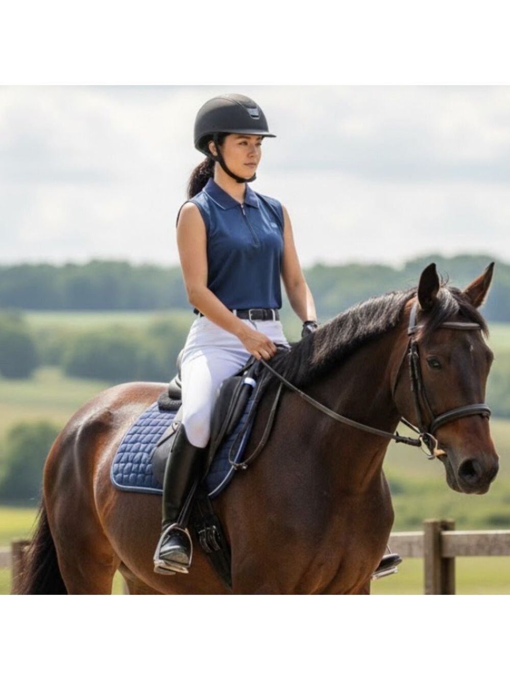 Romfh Blue Sleeveless Quarter Zip Equestrian Polo Top - Size Medium